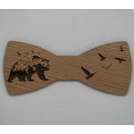 Bow tie in wood, bear motif