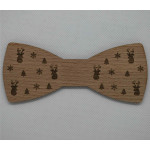 Bow tie in wood, deer and fir motif