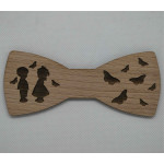 Nœud papillon en bois, motif enfant papillon