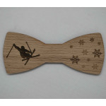 Ski motif wooden bow tie